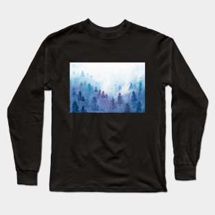 Misty Forest Watercolour Painting Long Sleeve T-Shirt